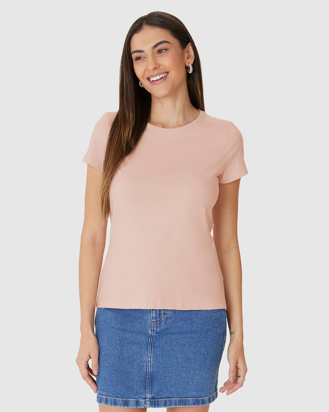 Blusa Básica Feminina Baby Look Em Algodão - Imagem 29