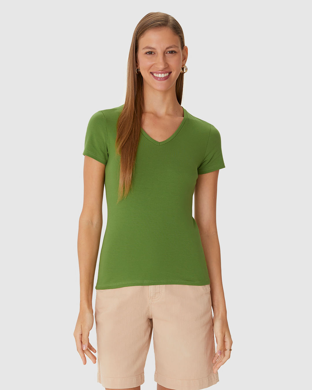 Blusa Básica Feminina Decote V Em Algodão - Imagem 29