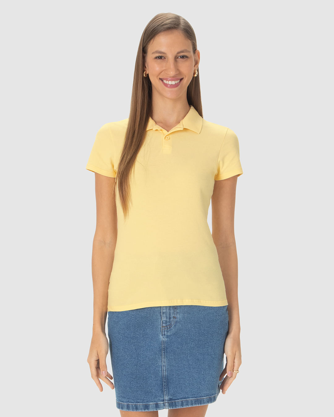 Blusa Polo Básica Feminina Com Peitilho Em Piquet Stretch - Imagem 29
