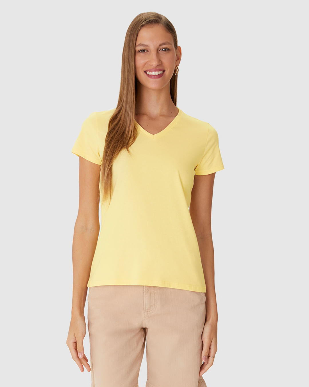 Blusa Básica Feminina Decote V Em Algodão - Imagem 29