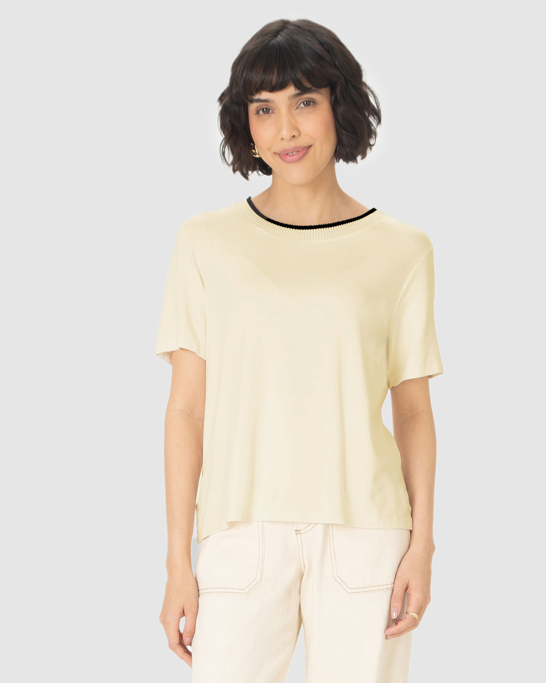 Blusa Básica Feminina Decote Retilínea Em Moletinho De Viscose - Imagem 14