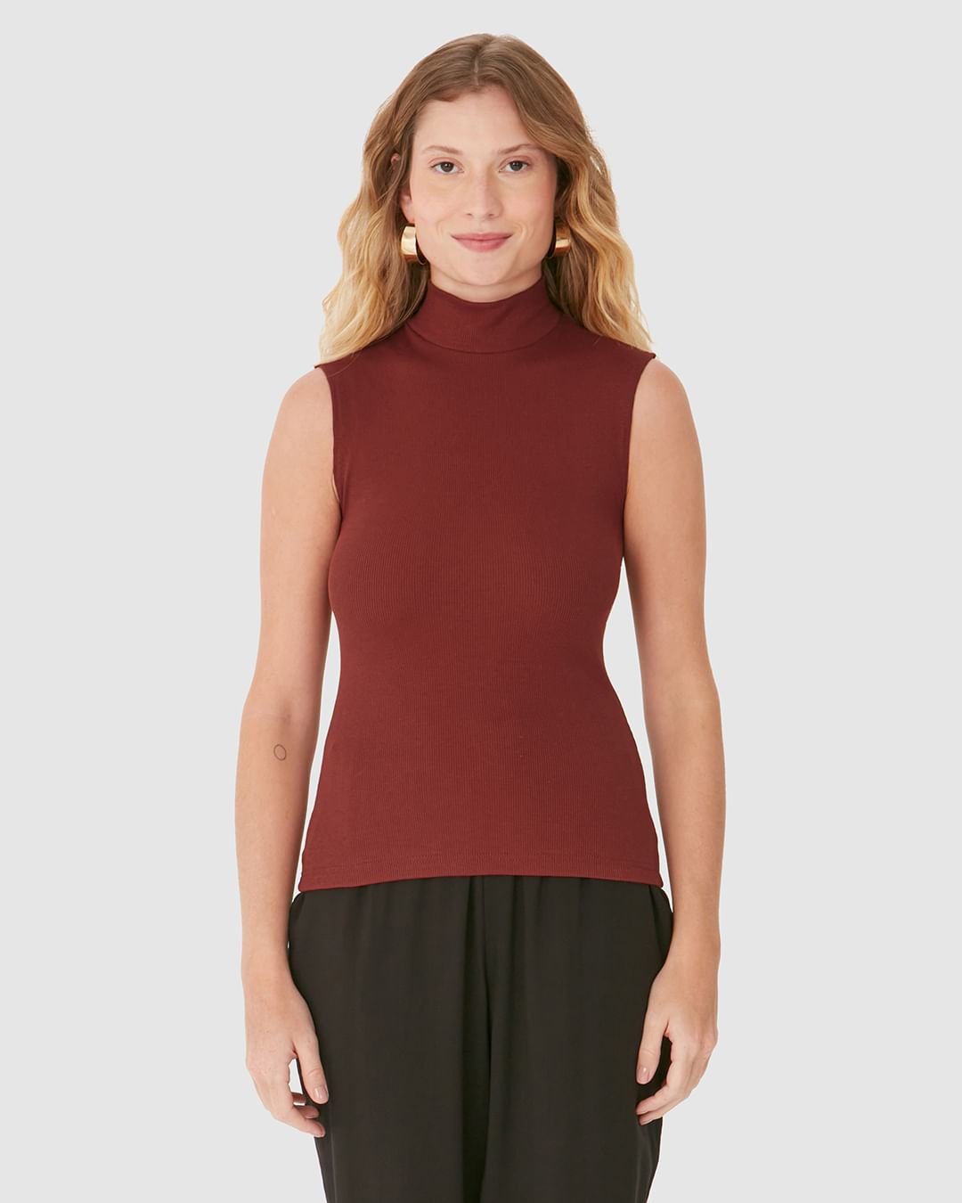 Regata Básica Feminina Gola Alta Em Ribana - Imagem 14