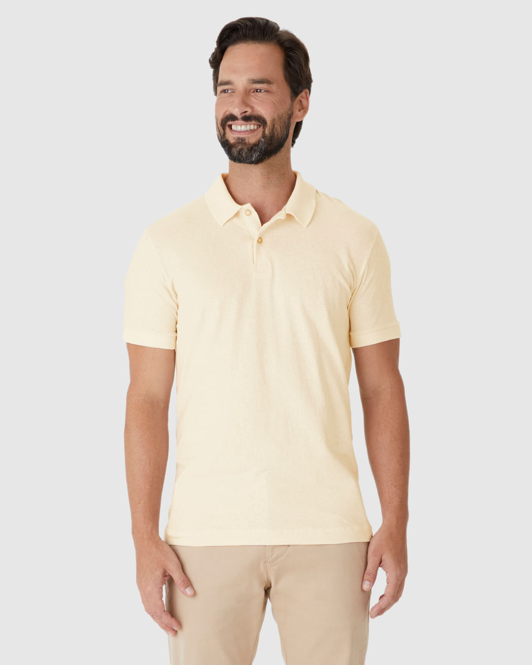 Camisa Polo Masculina Slim Com Etiqueta Decorativa Em Malha Linho - Imagem 9