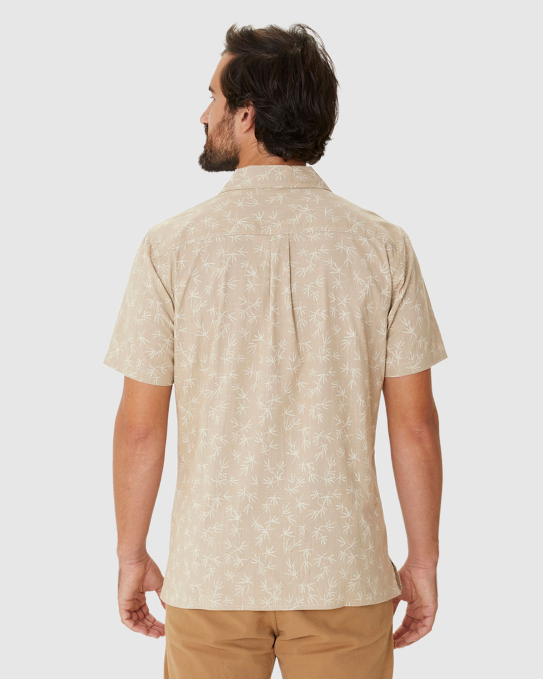 Camisa Masculina Estampada Manga Curta Em Algodão Com Linho - Imagem 12