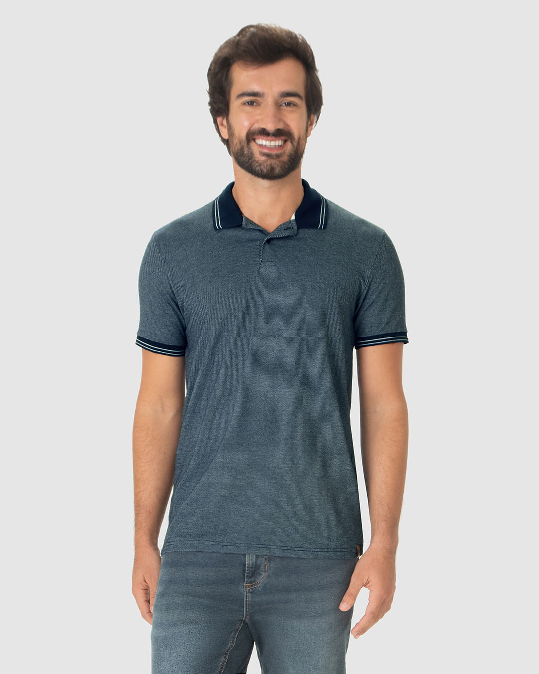 Camisa Polo Masculina Regular Em Piquet Pontilhado - Imagem 11