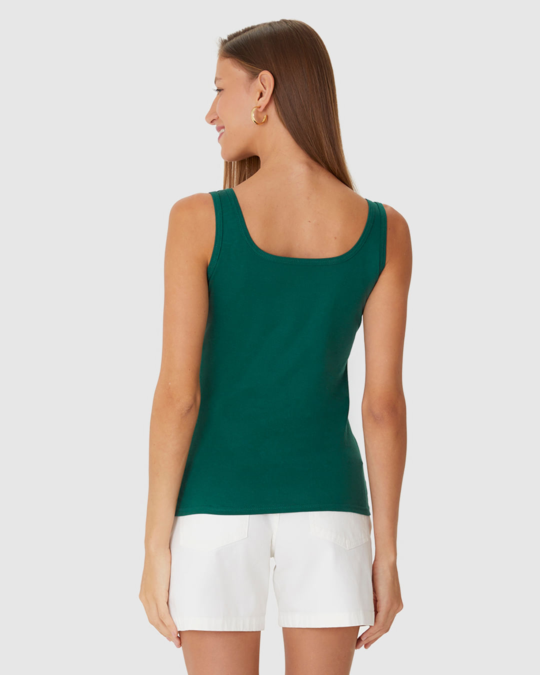 Regata Básica Feminina Decote U Em Algodão - Imagem 10