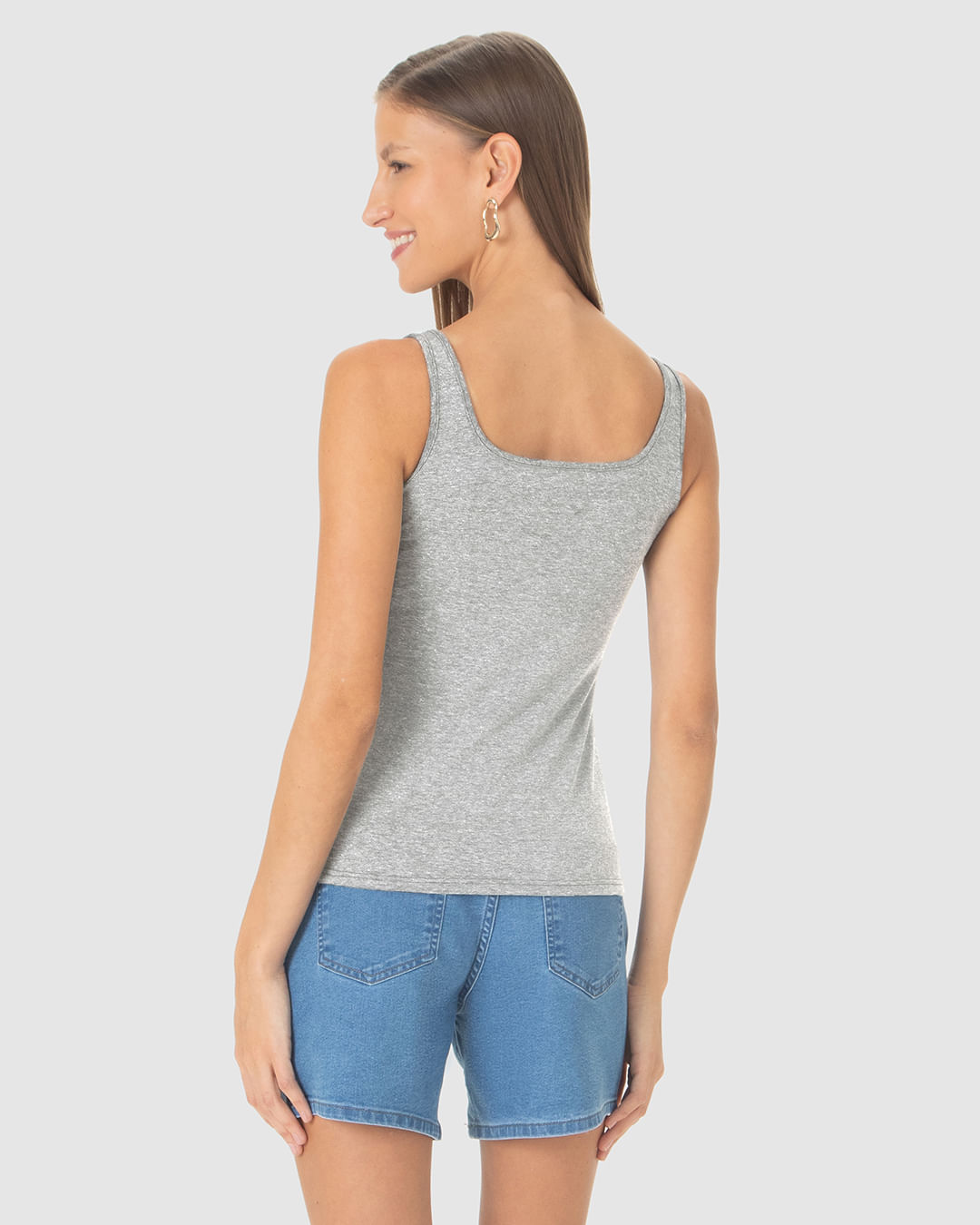 Regata Básica Feminina Decote U Em Algodão - Imagem 5