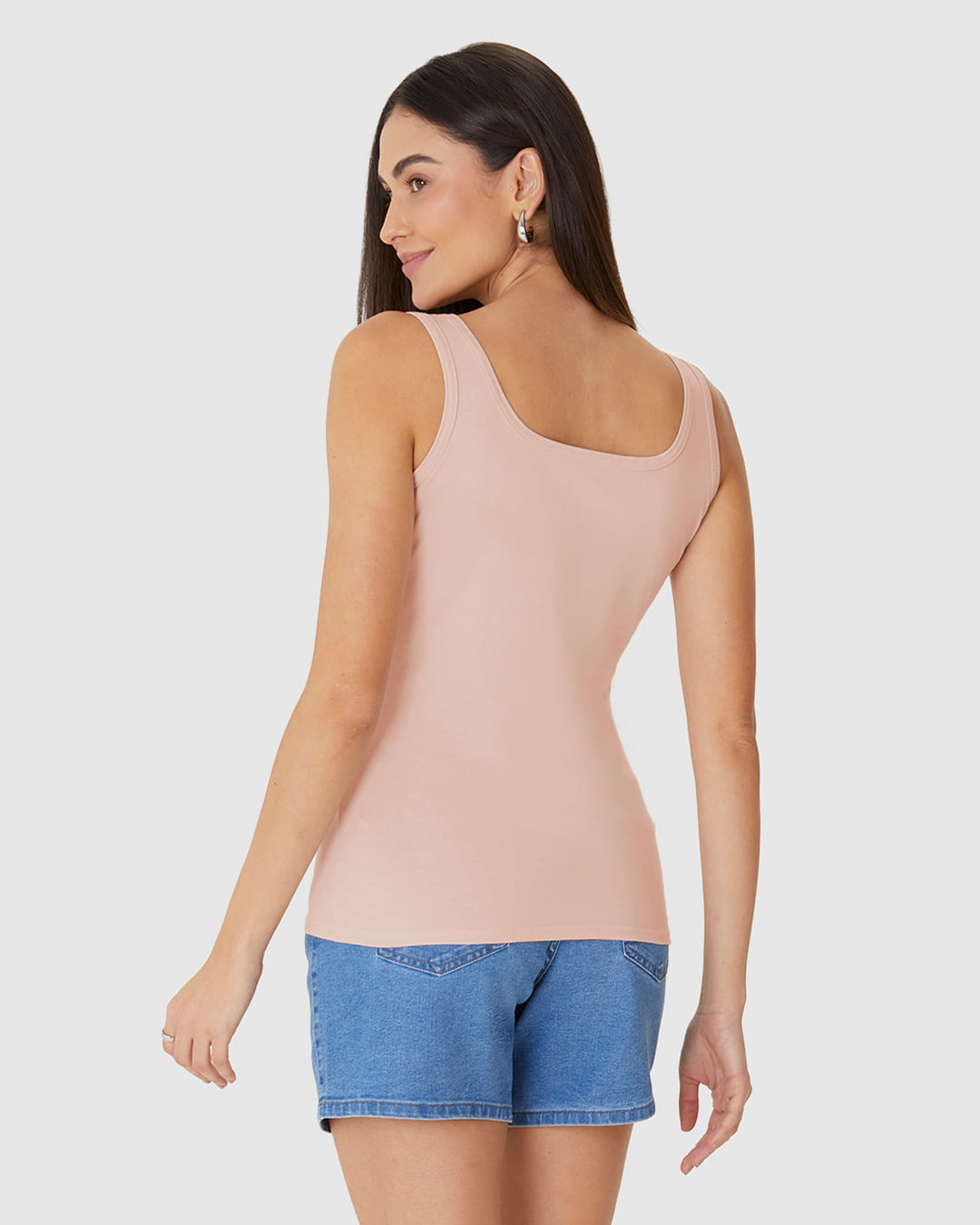 Regata Básica Feminina Decote U Em Algodão - Imagem 10