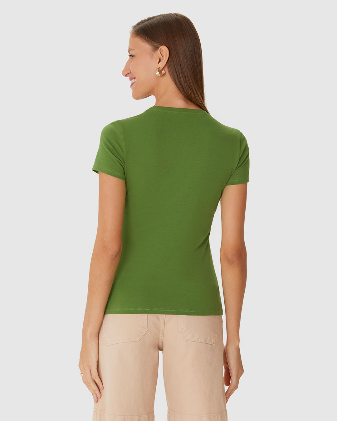 Blusa Básica Feminina Decote V Em Algodão - Imagem 10