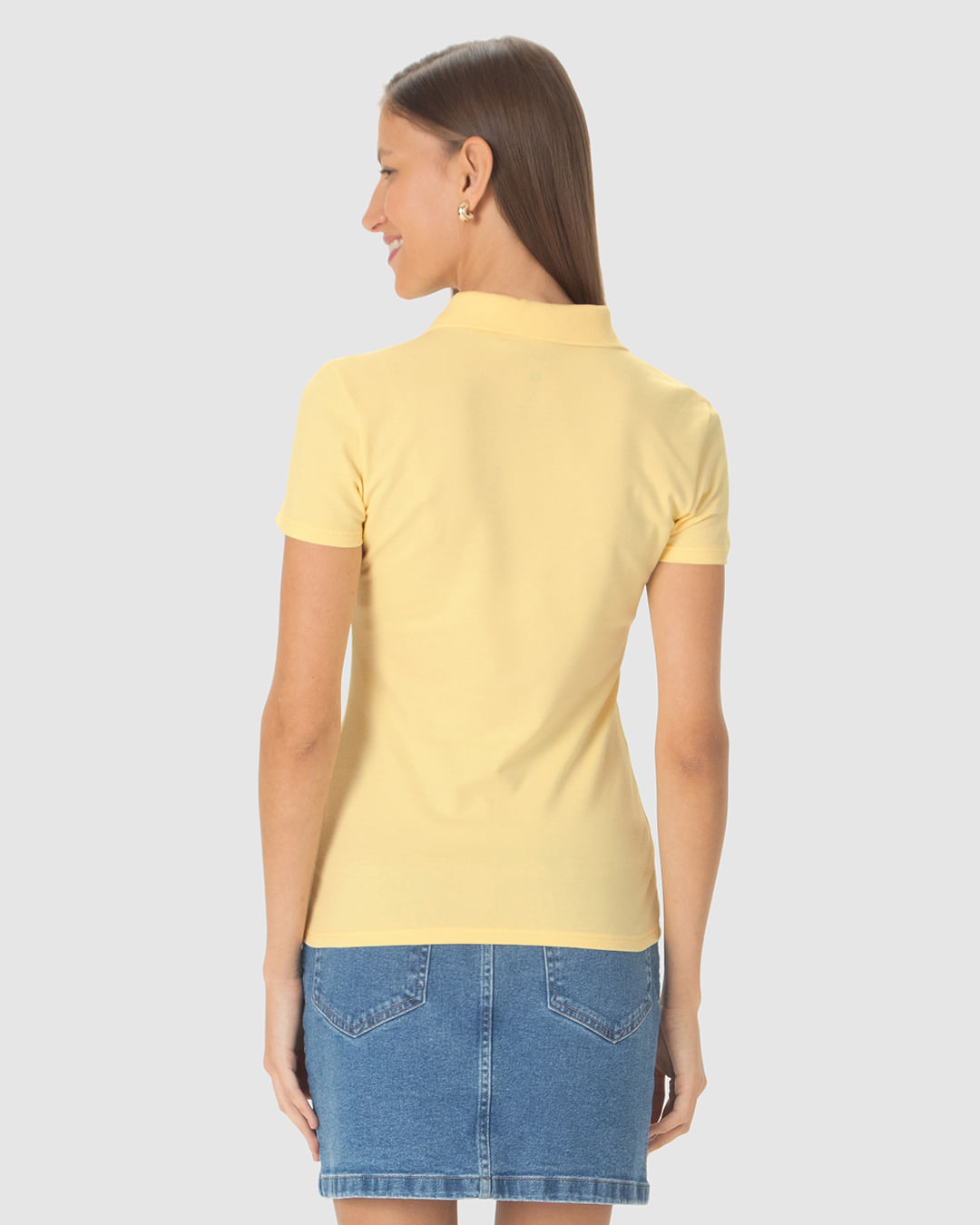 Blusa Polo Básica Feminina Com Peitilho Em Piquet Stretch - Imagem 5