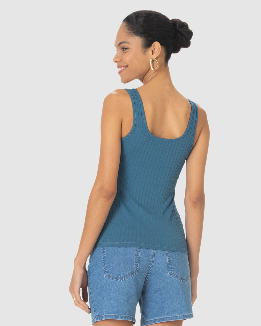 Regata Básica Feminina Decote U Em Canelado De Viscose - Imagem 15