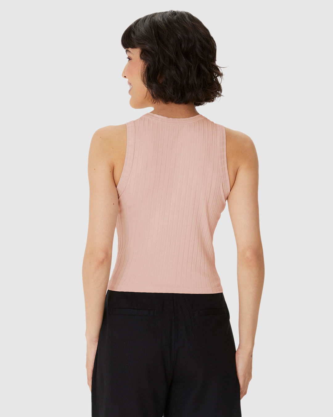 Regata Básica Feminina Long Cropped Em Malha Canelada De Viscose - Imagem 25