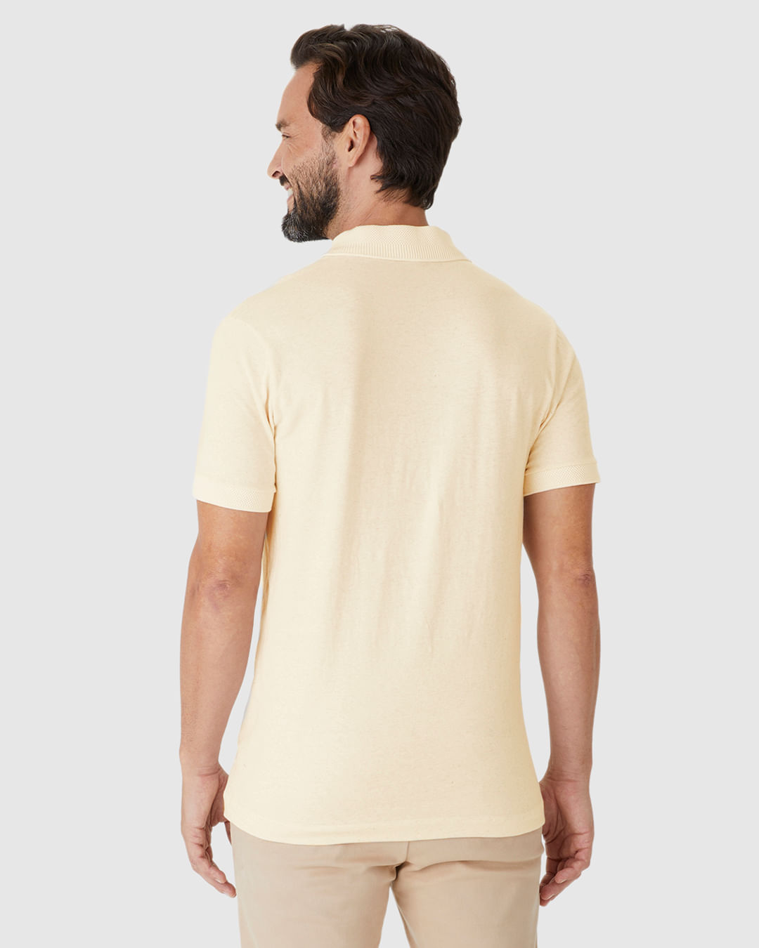 Camisa Polo Masculina Slim Com Etiqueta Decorativa Em Malha Linho - Imagem 5