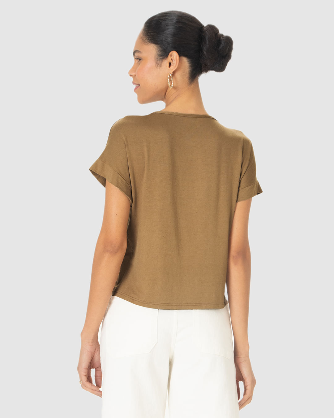 Blusa Ampla Feminina Manga Curta Em Malha Viscolinho Stretch - Imagem 30