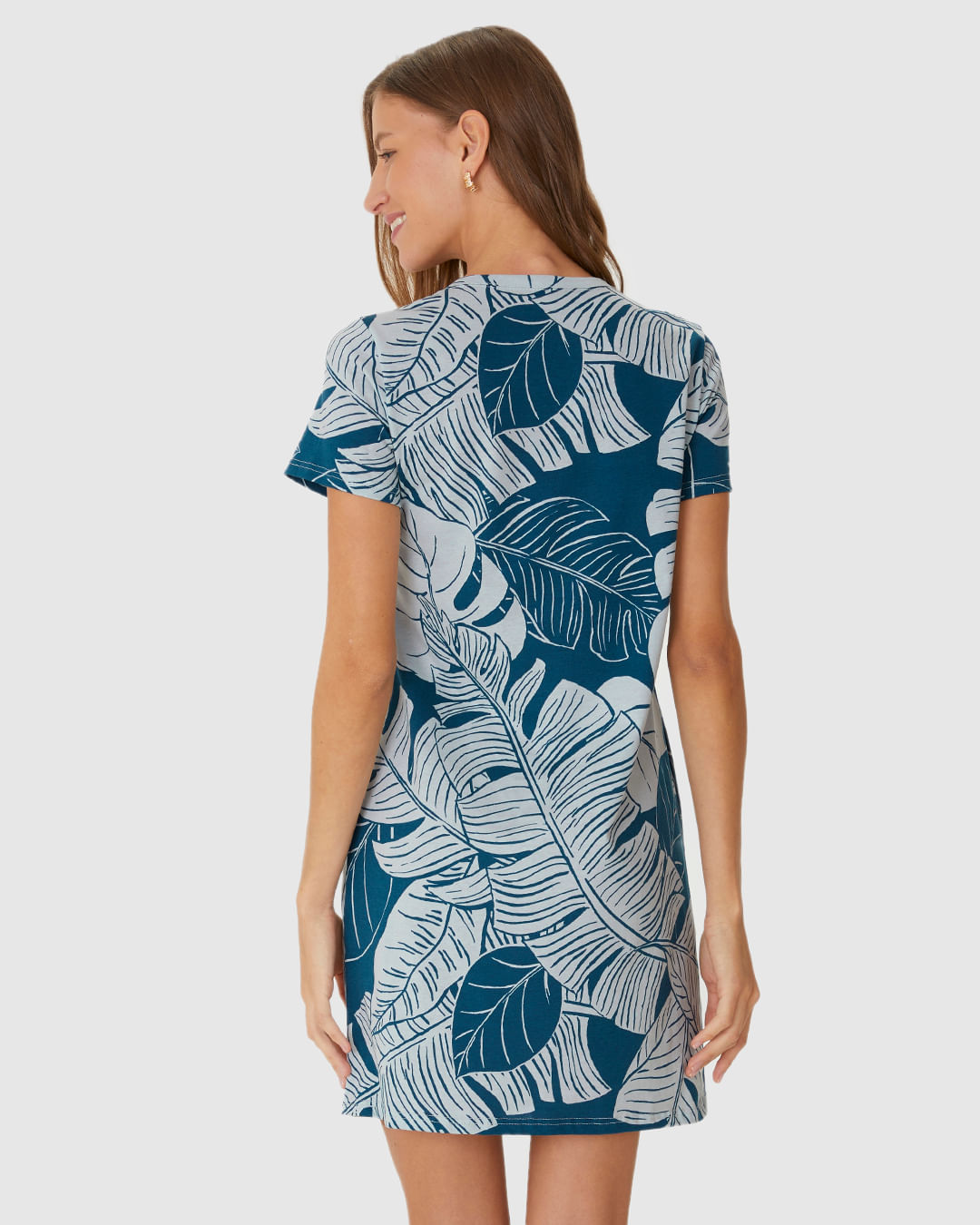 Vestido Feminino Estampado Com Decote Redondo Em Algodão - Imagem 25