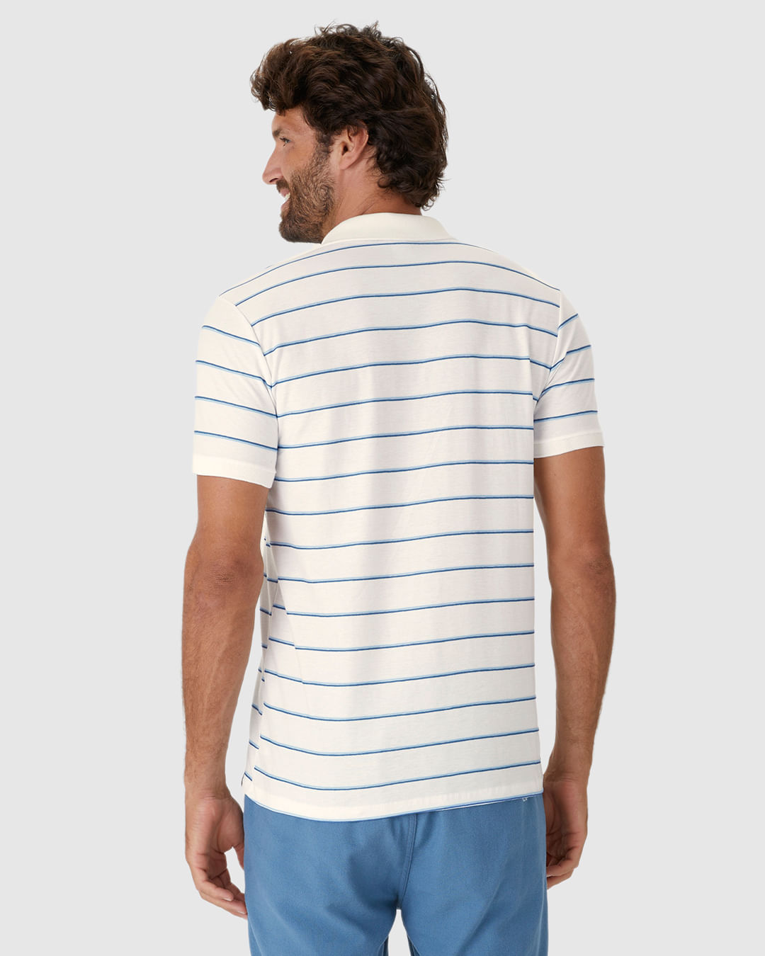 Camisa Polo Masculina Estampa Listrada Em Malha Texturizada - Imagem 5