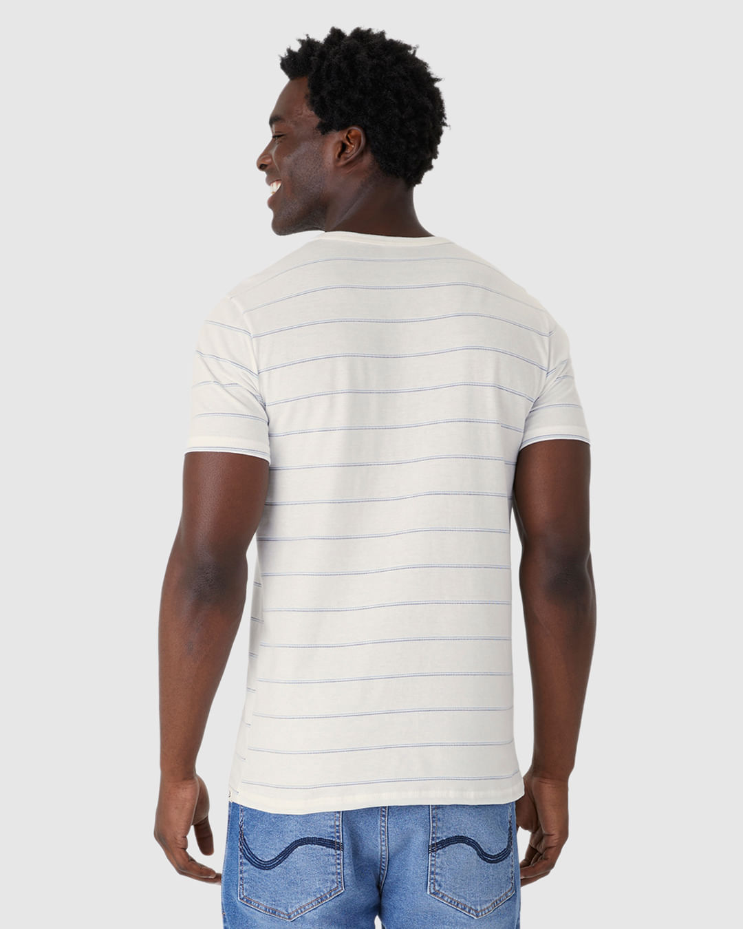 Camiseta Masculina Slim Manga Curta Estampa Listrada Em Malha Texturizada - Imagem 20