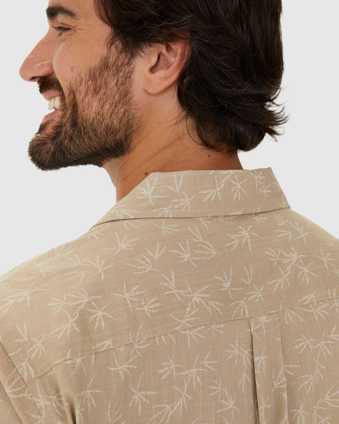 Camisa Masculina Estampada Manga Curta Em Algodão Com Linho - Imagem 20