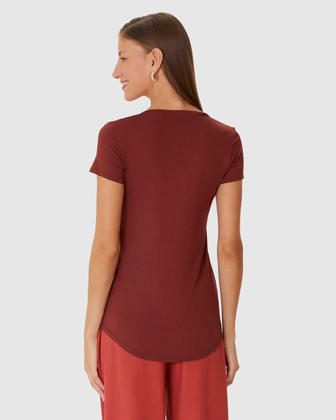 Blusa Básica Feminina Mullet Decote V Em Viscose Stretch - Imagem 18