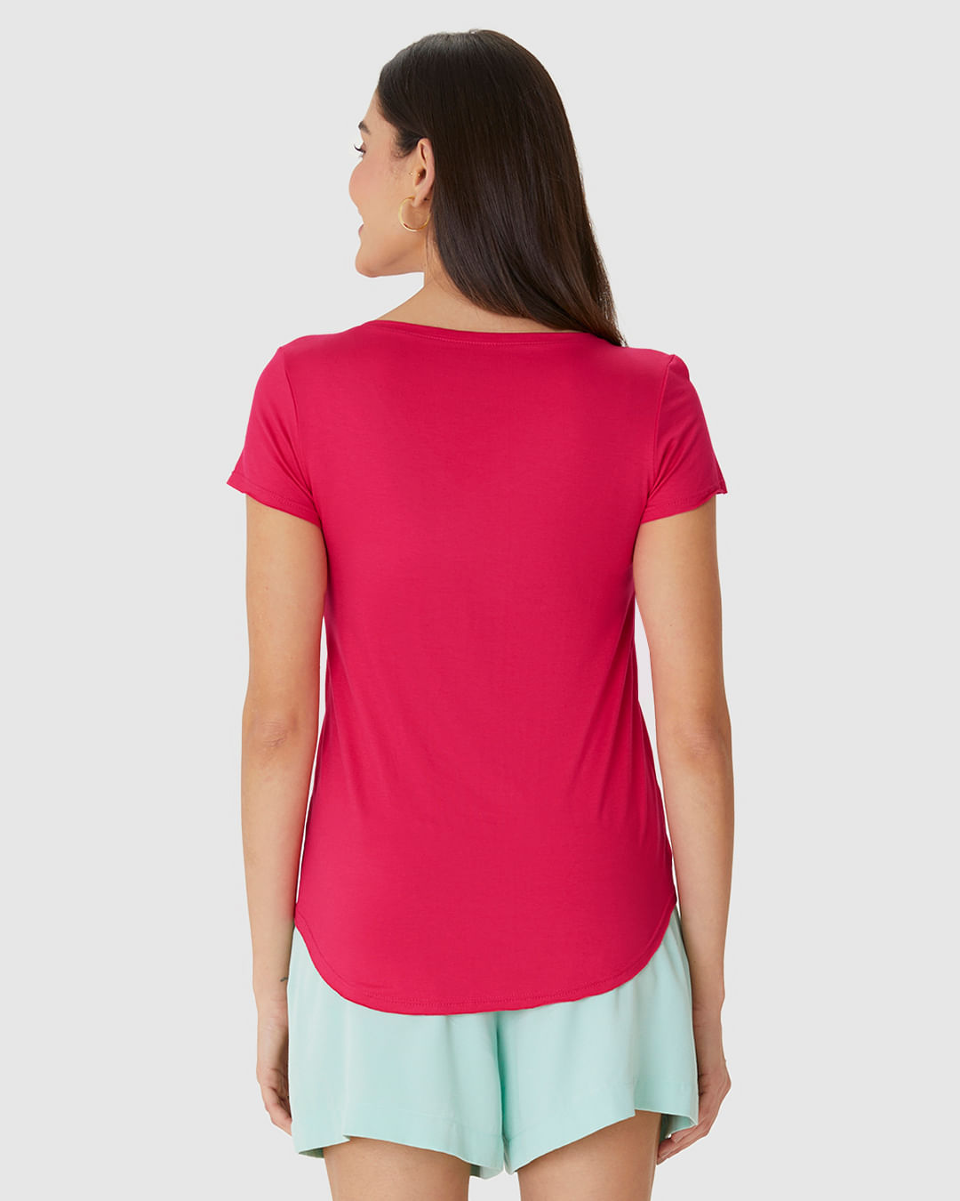 Blusa Básica Feminina Mullet Decote V Em Viscose Stretch - Imagem 24