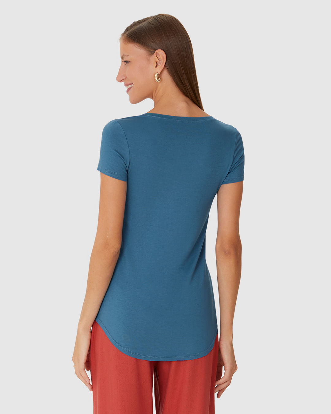 Blusa Básica Feminina Mullet Decote V Em Viscose Stretch - Imagem 30