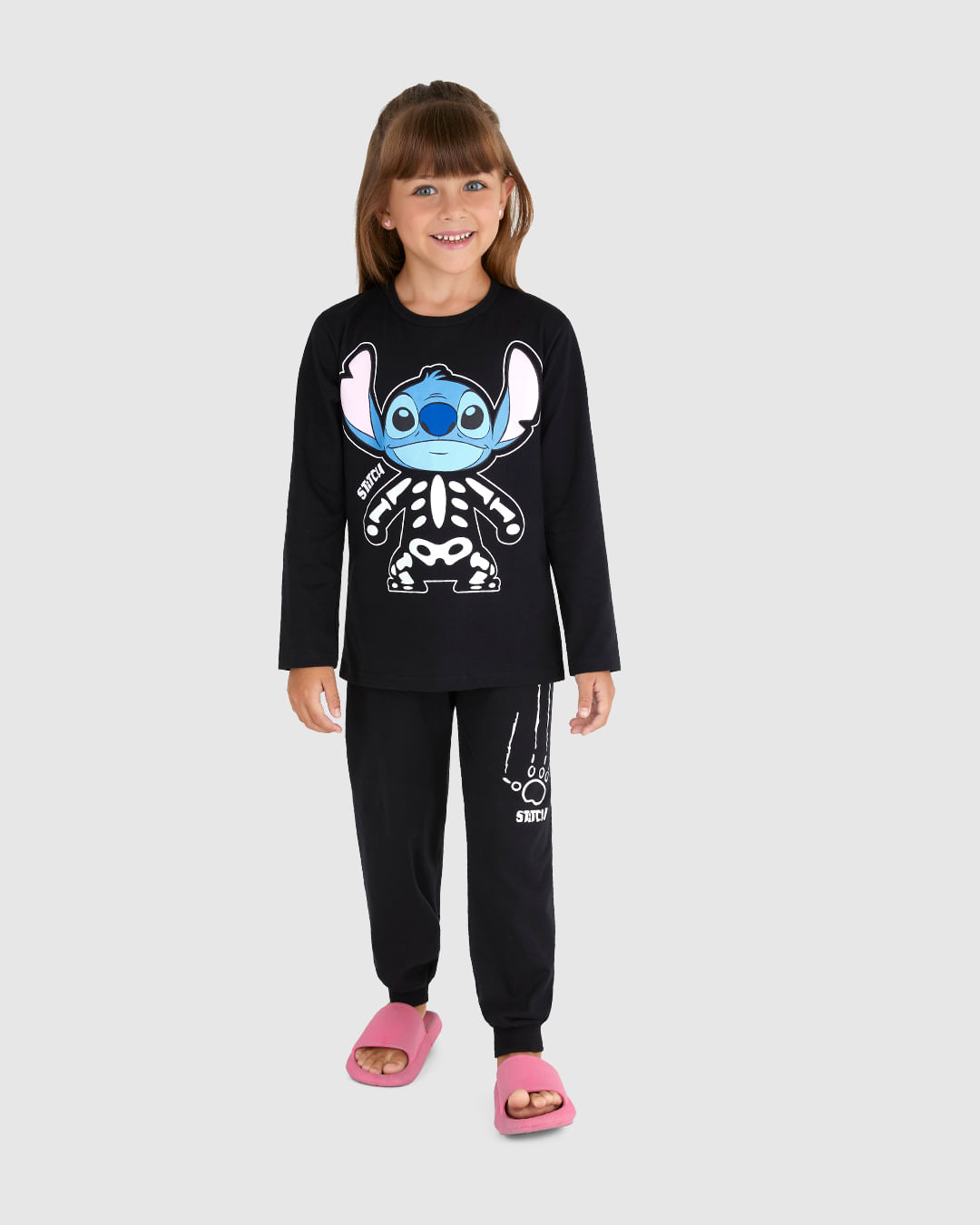 Pijama Longo Infantil Unissex Estampa Stitch Disney Em Algodão Malwee Kids