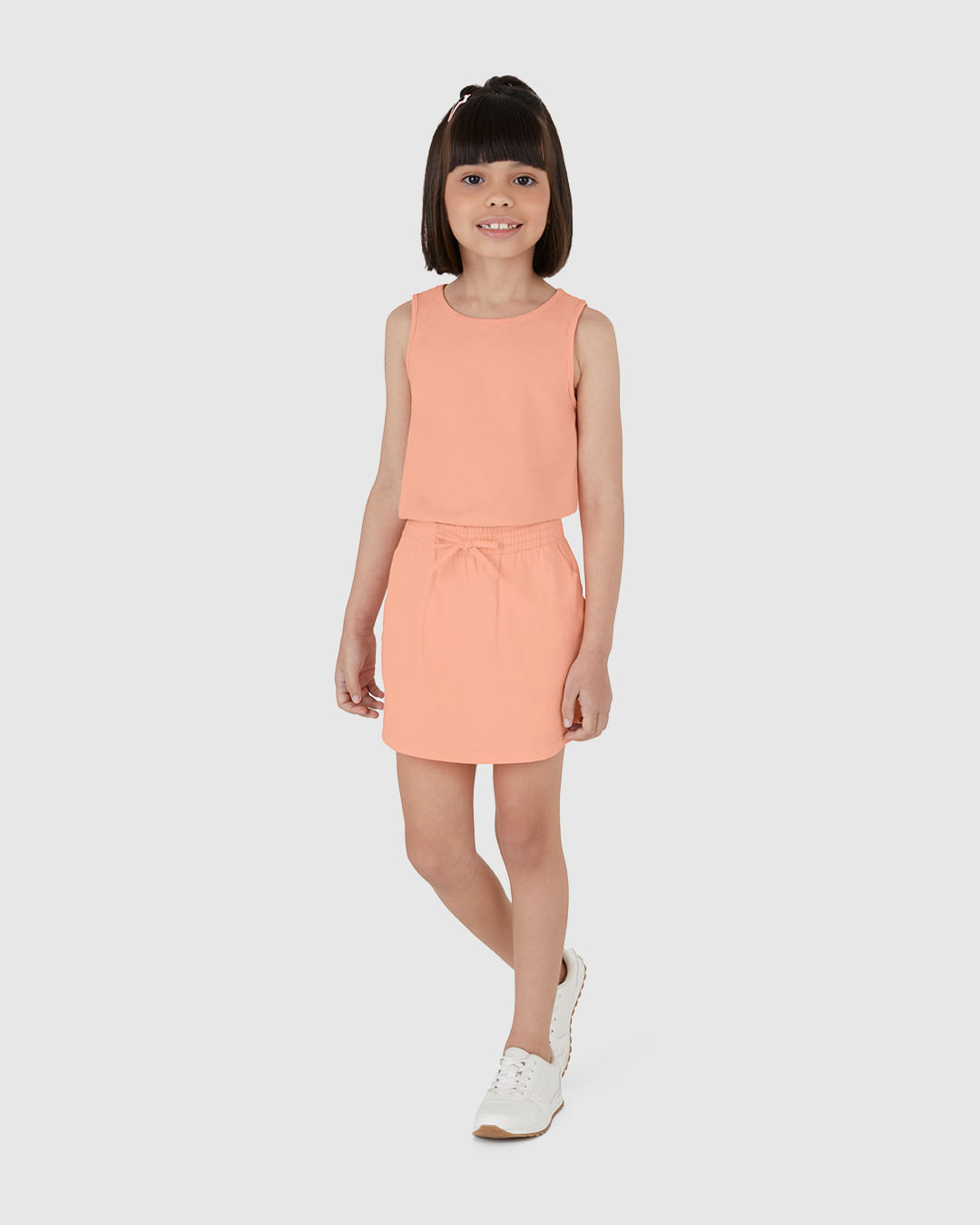 Conjunto Infantil Menina Regata Cropped E Shorts Saia Em Algodão Malwee Kids