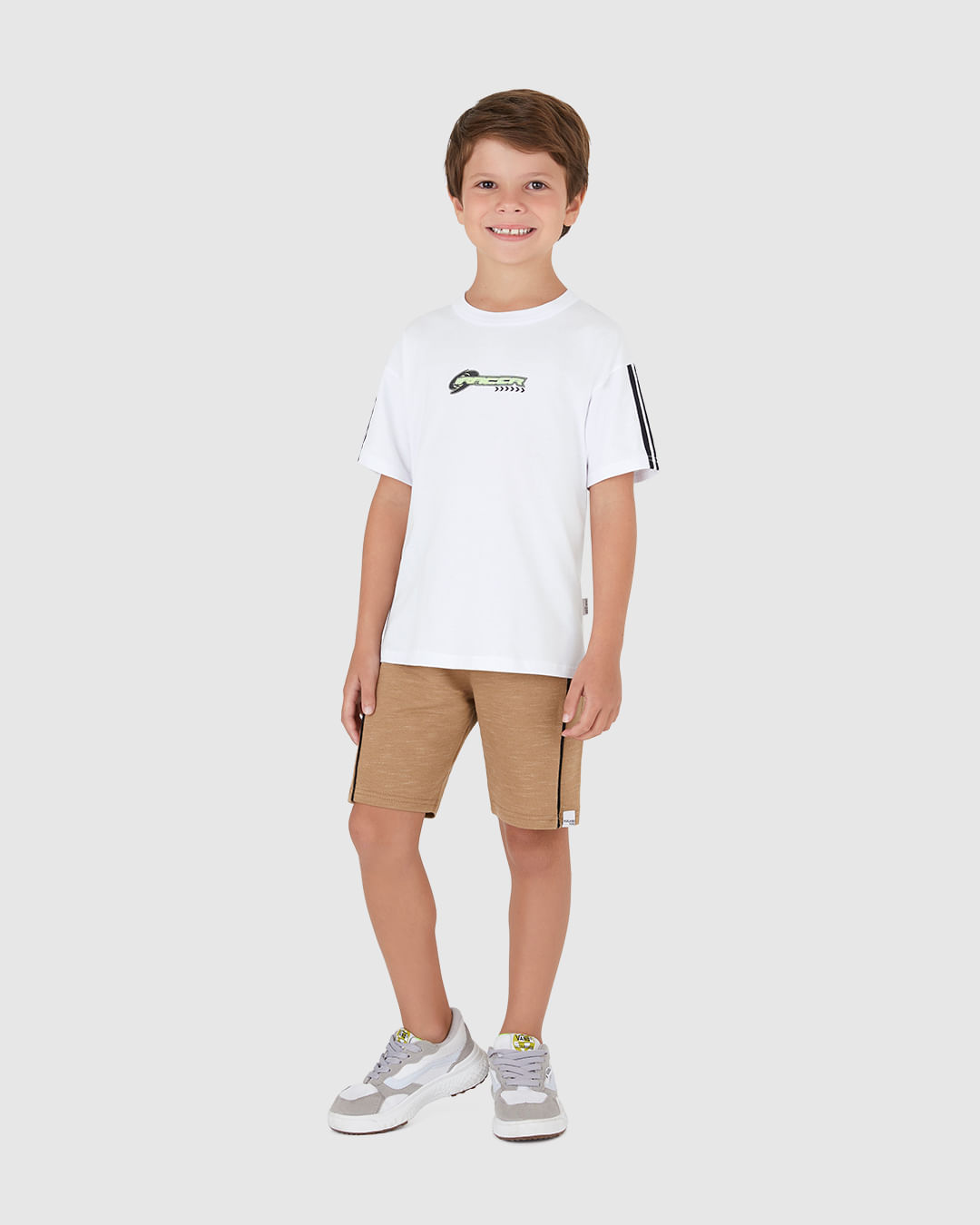 Bermuda Infantil Menino Bolso Costas Em Moletom Rajado Malwee Kids - Imagem 22