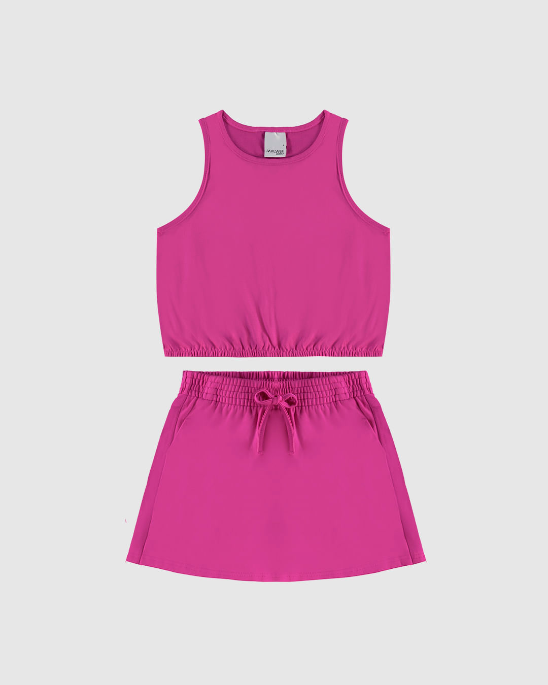 Conjunto Infantil Menina Regata Cropped E Shorts Saia Em Algodão Malwee Kids