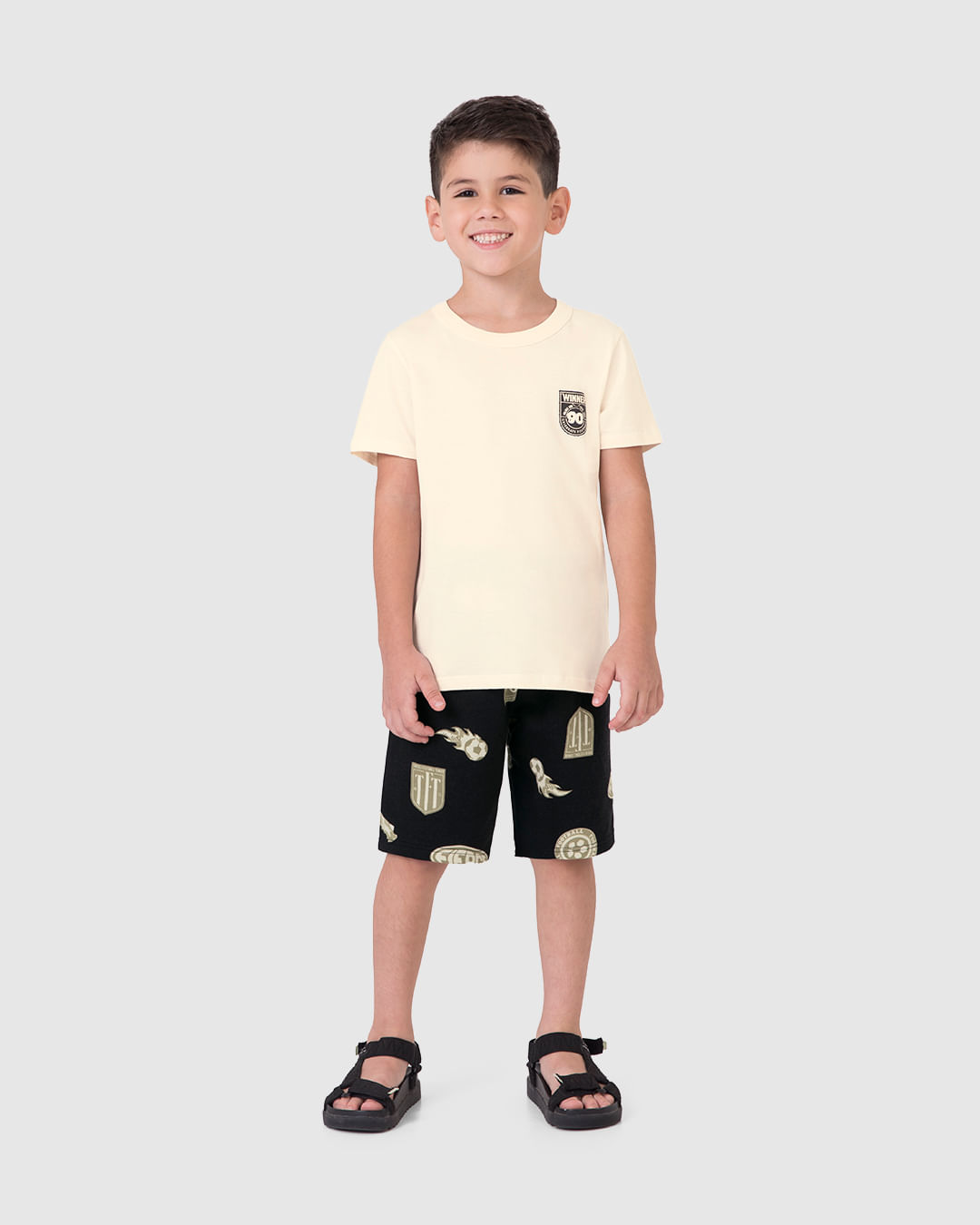 Conjunto Infantil Menino Camiseta E Bermuda Estampada Em Moletinho Malwee Kids