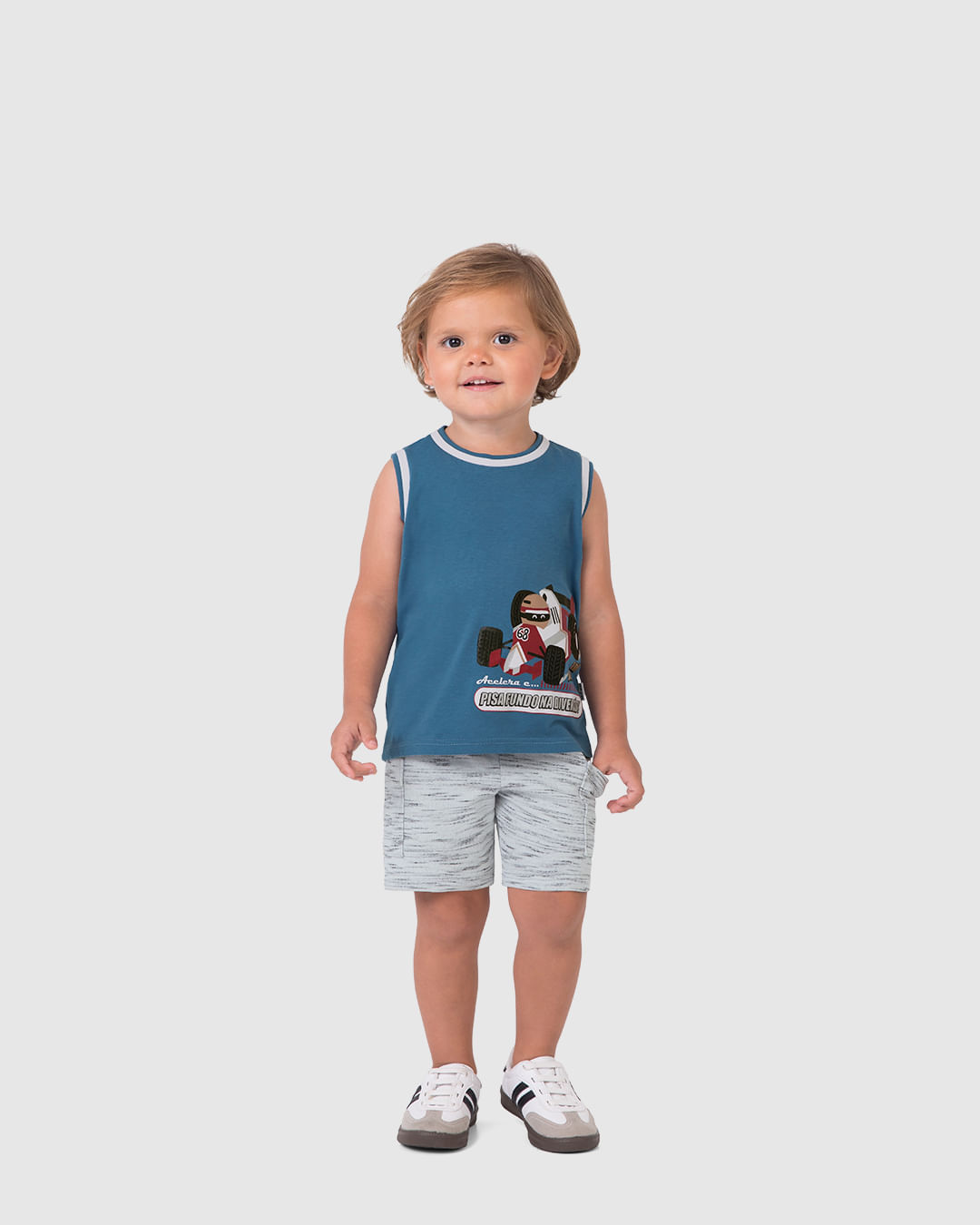 Conjunto Infantil Menino Regata Pisa Fundo Na Diversão! Em Algodão Malwee Kids - Imagem 9