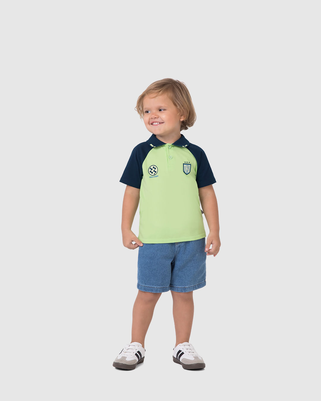 Camisa Polo Infantil Menino Estampa Mini Craque em Algodão Malwee Kids