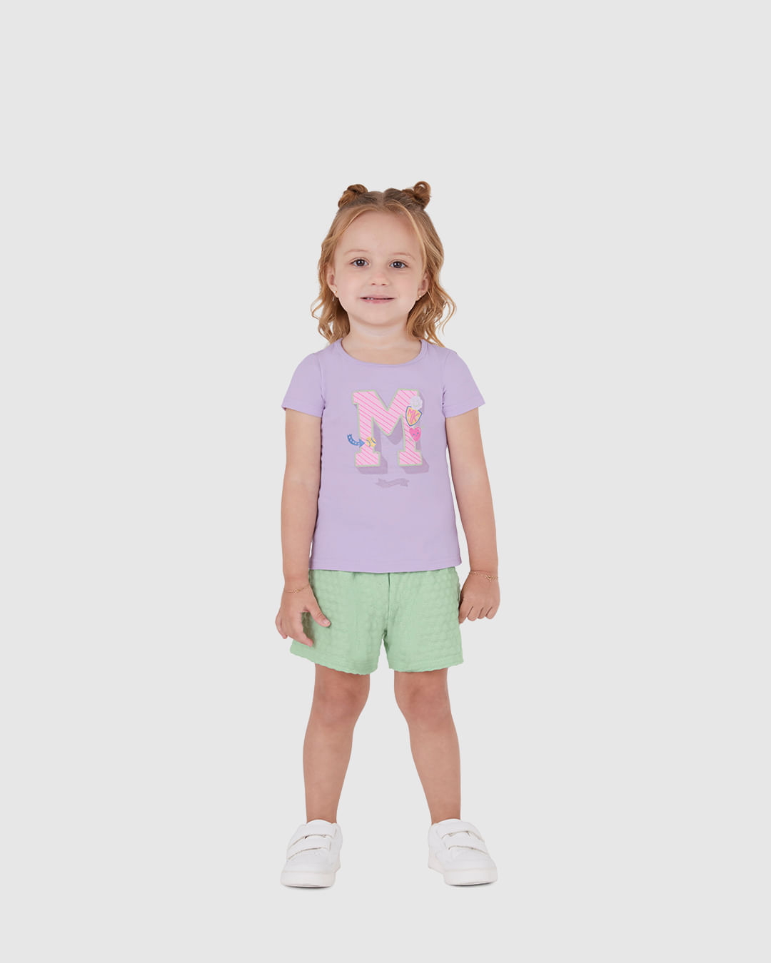 Conjunto Infantil Menina Estampa Com Glitter Em Algodão Malwee Kids