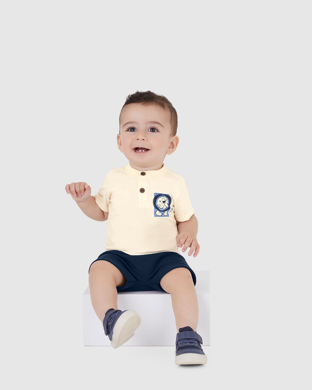 Conjunto Bebê Menino Bermuda Saruel Em Moletom Sarjado Malwee Kids
