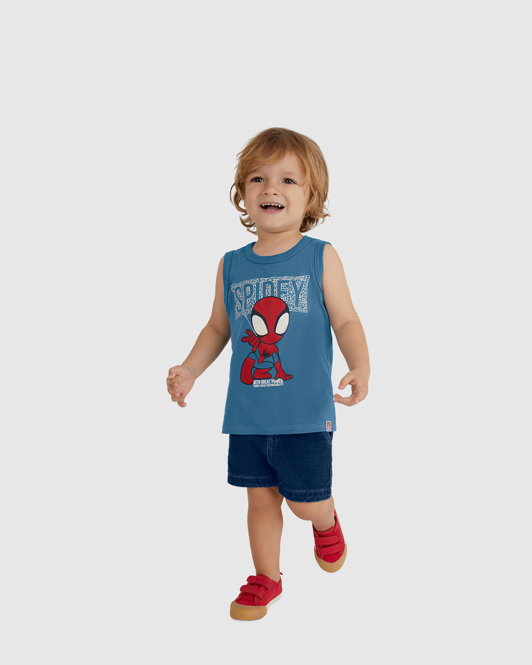 Regata Infantil Menino Homem-Aranha Estampa Puff Em Algodão Malwee Kids