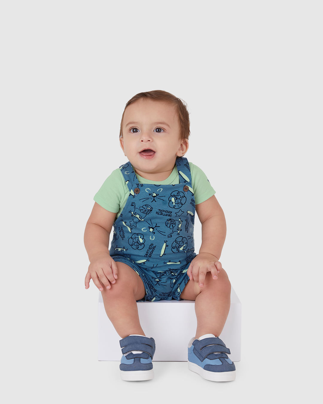 Conjunto Bebê Menino Body Ribana E Macacão Estampado Malwee Kids