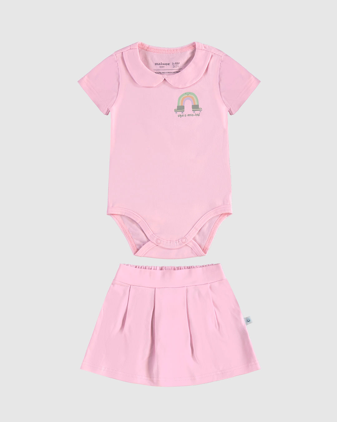 Conjunto Bebê Menina Body Siga O Arco-Íris E Saia Em Algodão Malwee Kids