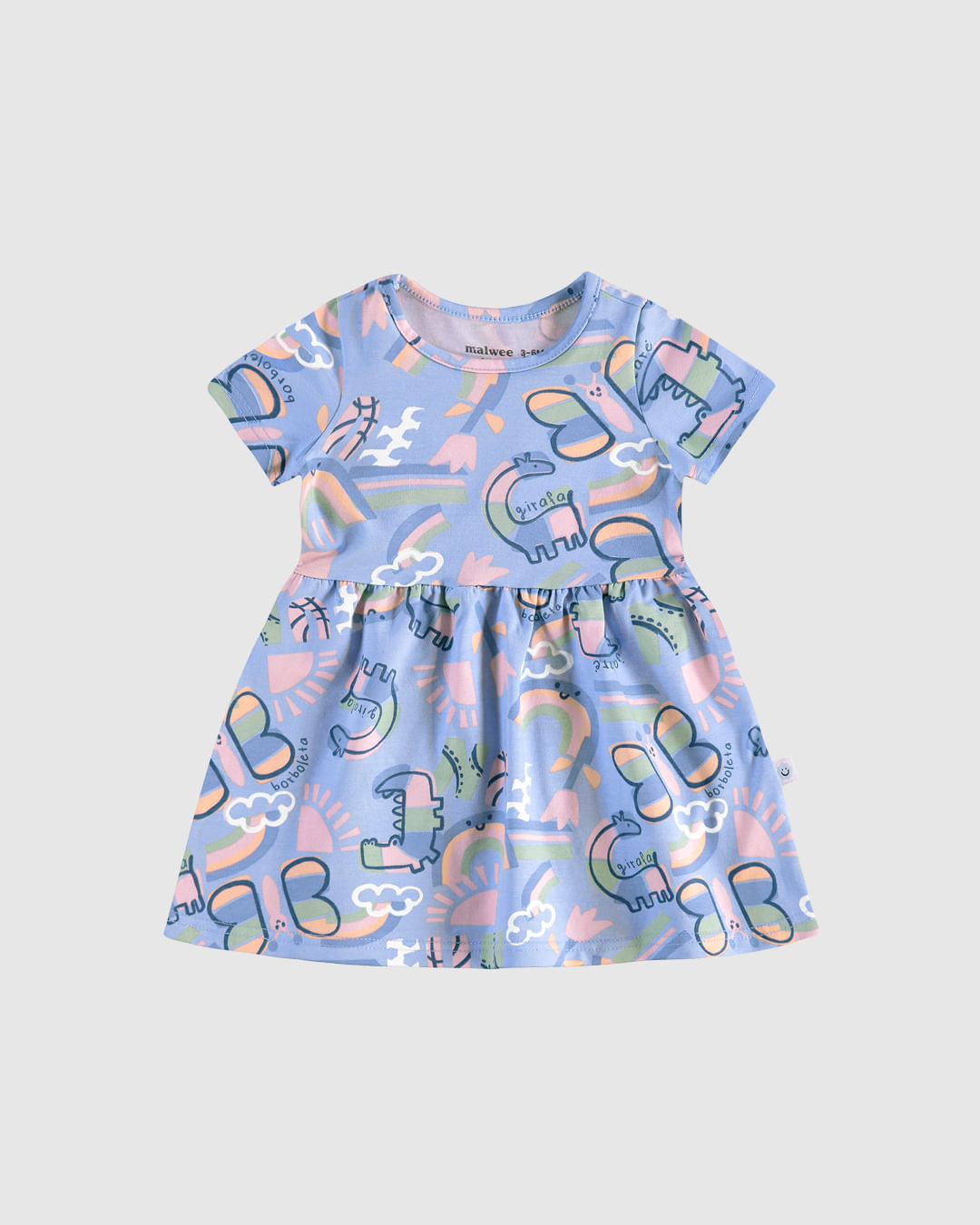 Vestido Infantil Rodado Estampa Lúdica Em Algodão Malwee Kids - Imagem 3