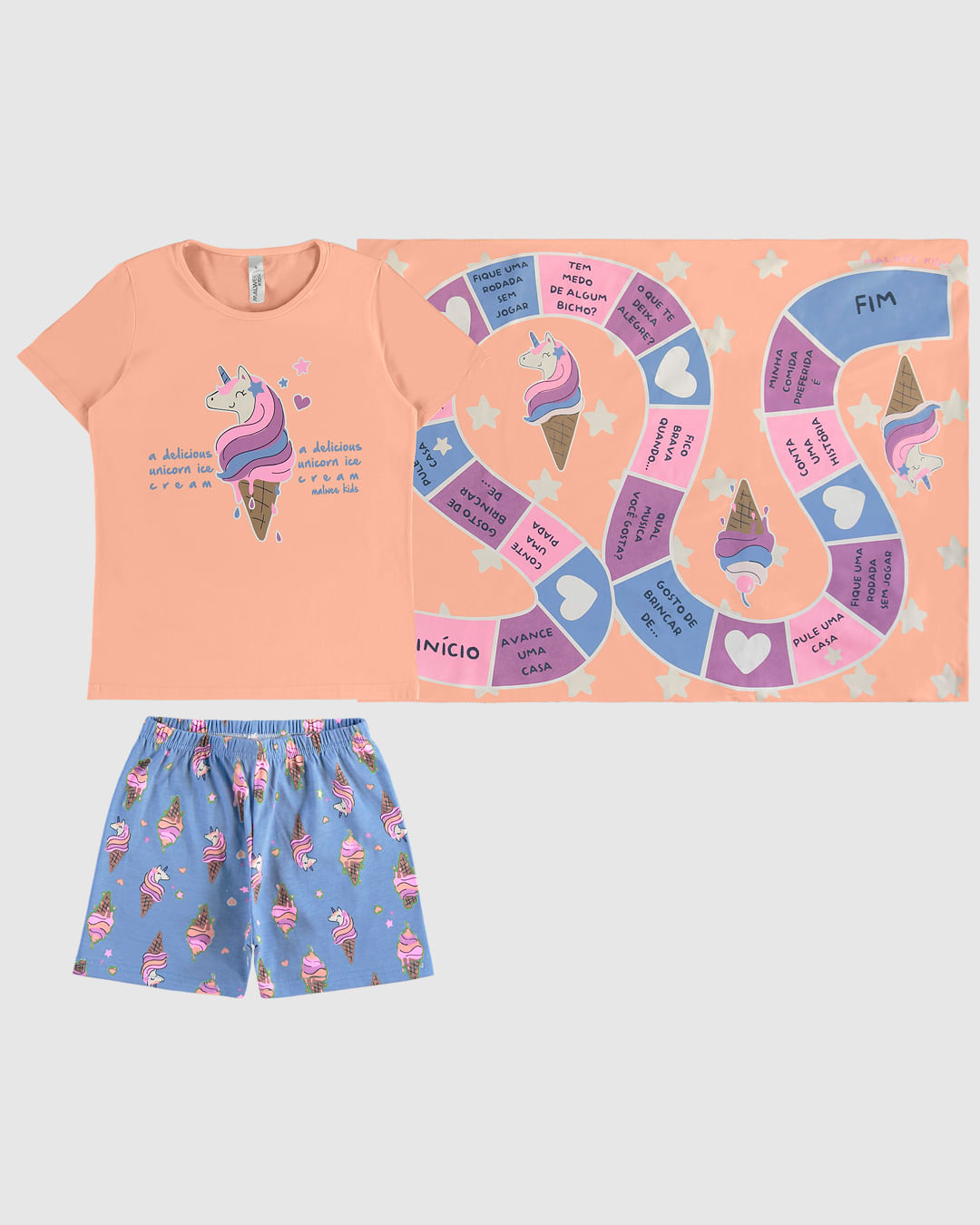 Pijama Infantil Menina Estampa Brilha No Escuro + Fronha Em Algodão Malwee Kids - Imagem 3