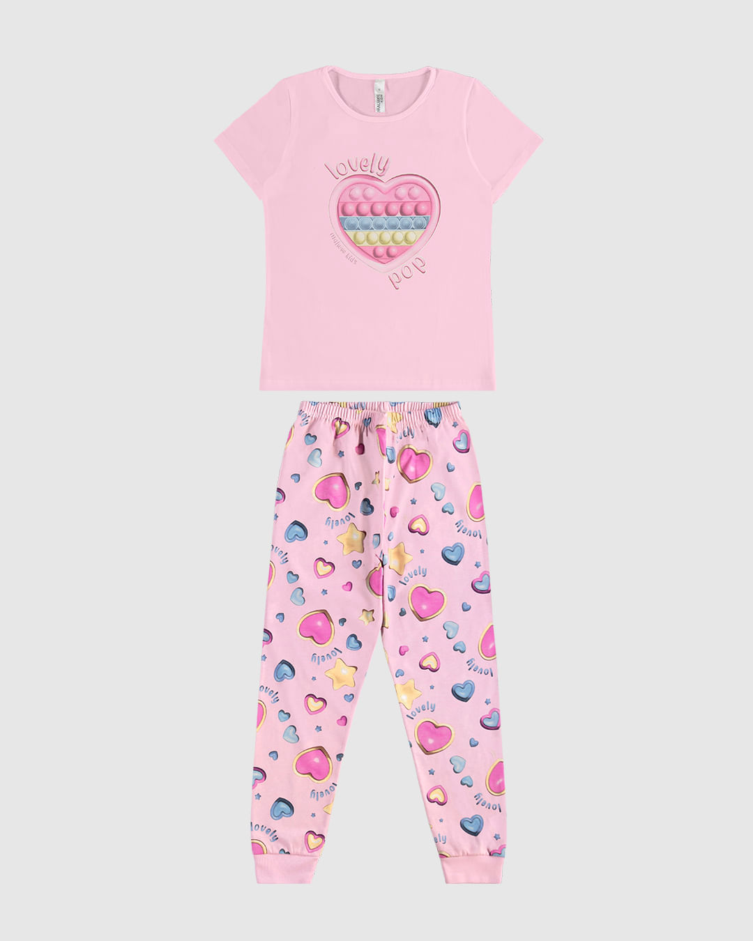 Pijama Longo Infantil Menina Lovely Pop Em Algodão Malwee Kids