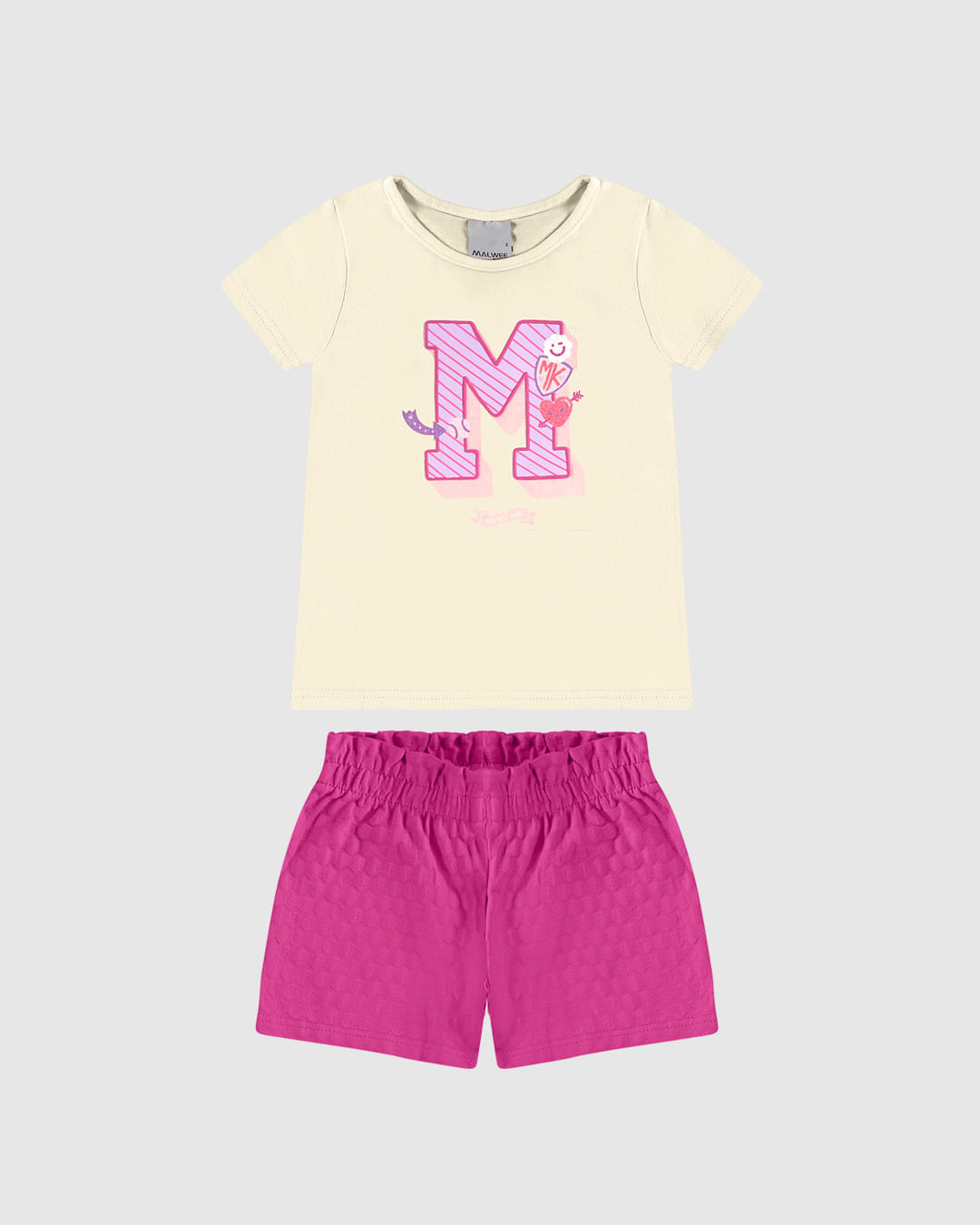 Conjunto Infantil Menina Estampa Com Glitter Em Algodão Malwee Kids - Imagem 3