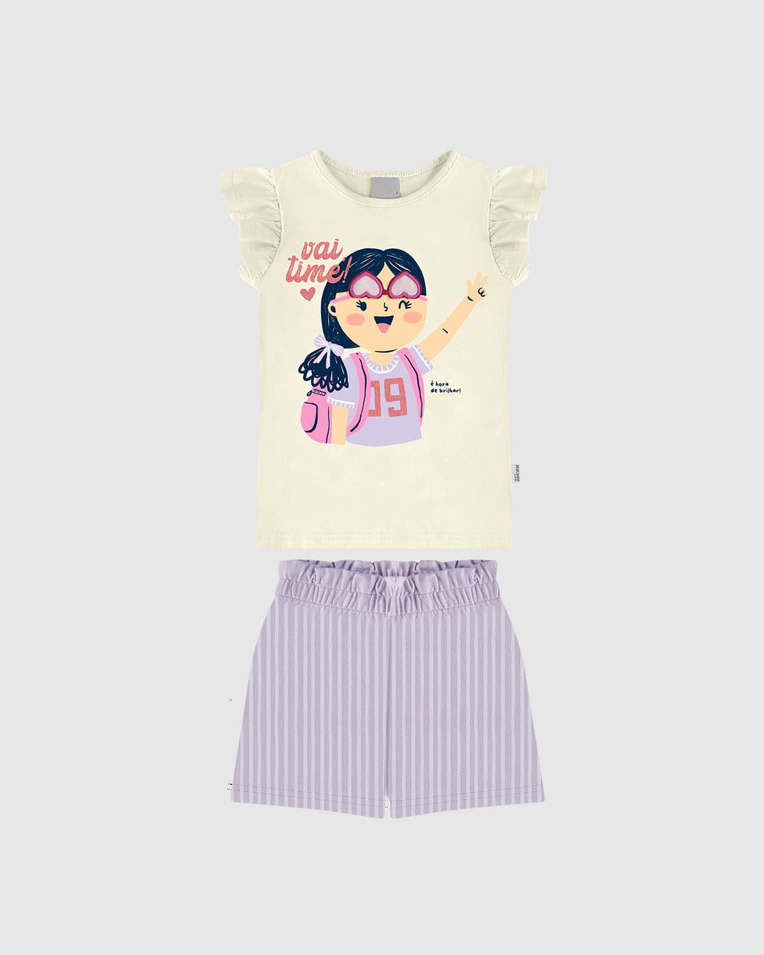 Conjunto Infantil Menina Blusa Vai Time! Com Glitter Em Algodão Malwee Kids