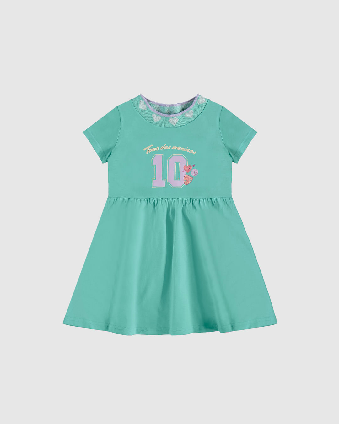 Vestido Infantil Gola Retilínea Time Das Meninas Em Algodão Malwee Kids