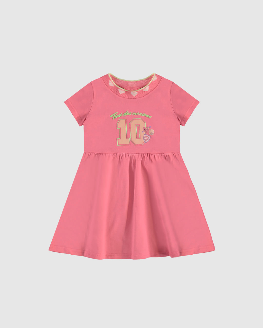 Vestido Infantil Gola Retilínea Time Das Meninas Em Algodão Malwee Kids