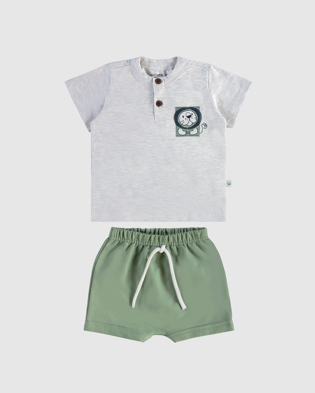 Conjunto Bebê Menino Bermuda Saruel Em Moletom Sarjado Malwee Kids