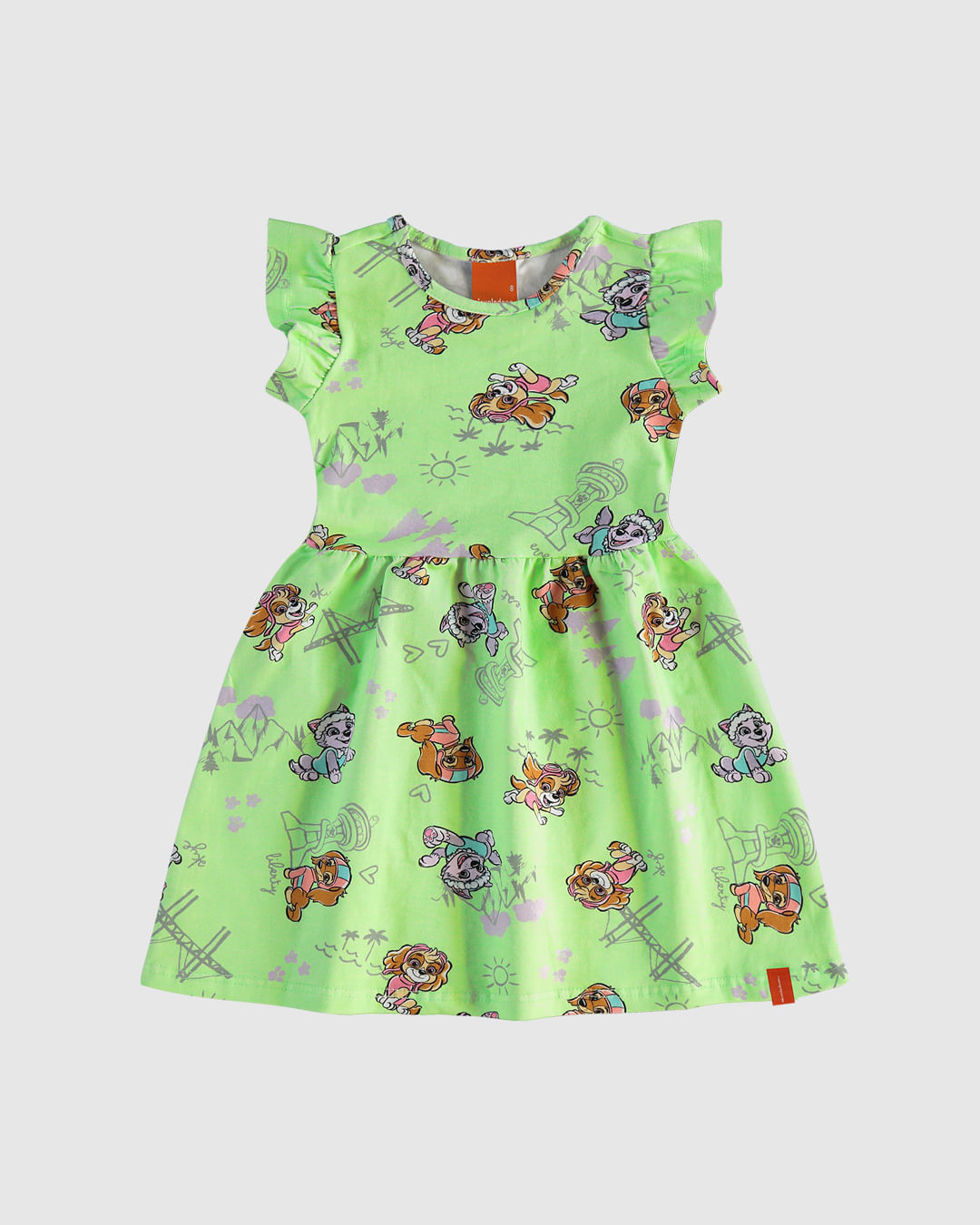 Vestido Infantil Manga Babado Patrulha Canina Em Algodão Malwee Kids - Imagem 4