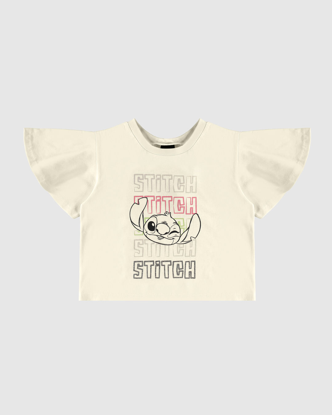 Blusa Infantil Menina Box Manga Godê Stitch Disney Em Algodão Malwee Kids - Imagem 6