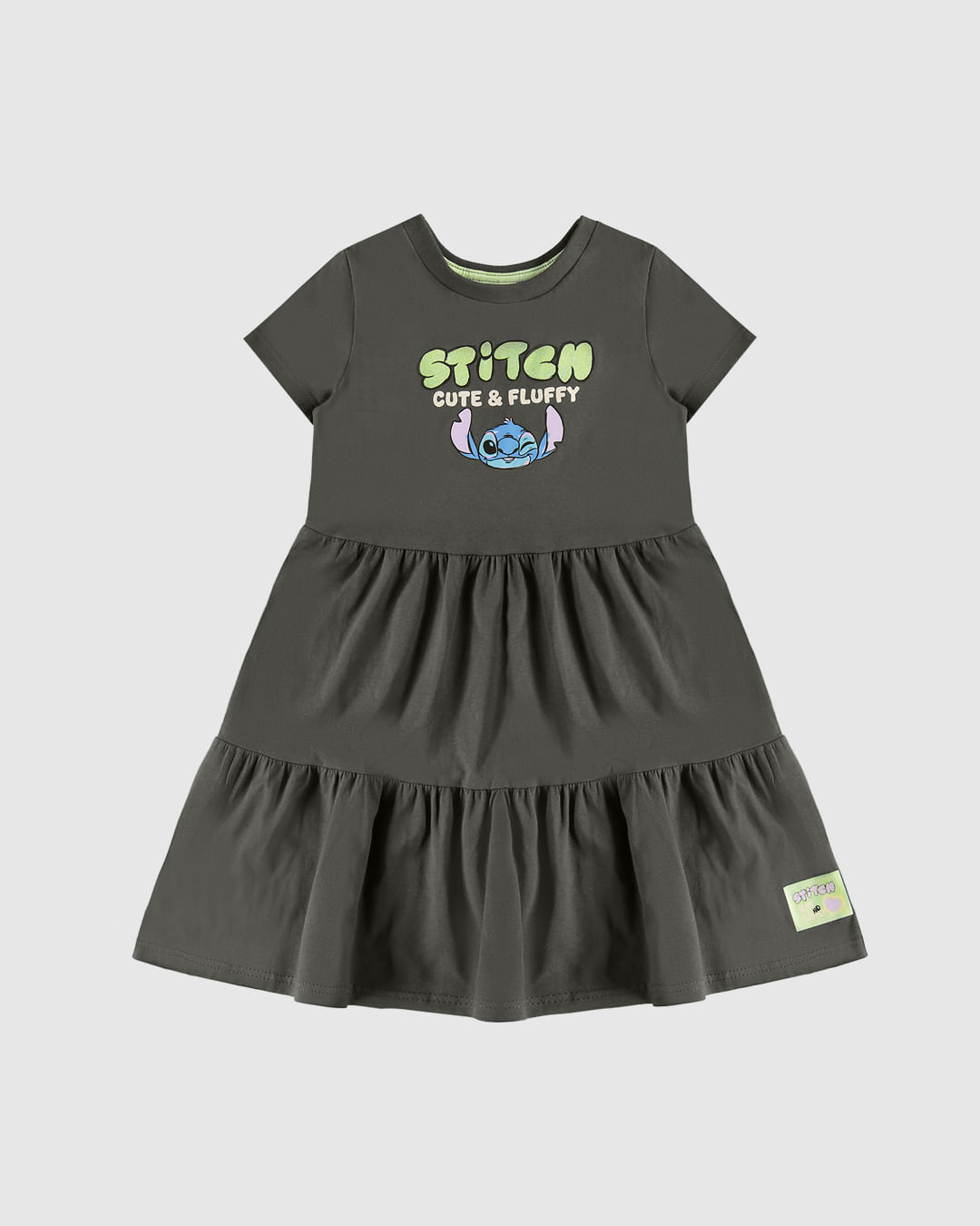 Vestido Infantil Rodado Cute & Fluffly Stitch Disney Em Algodão Malwee Kids - Imagem 3