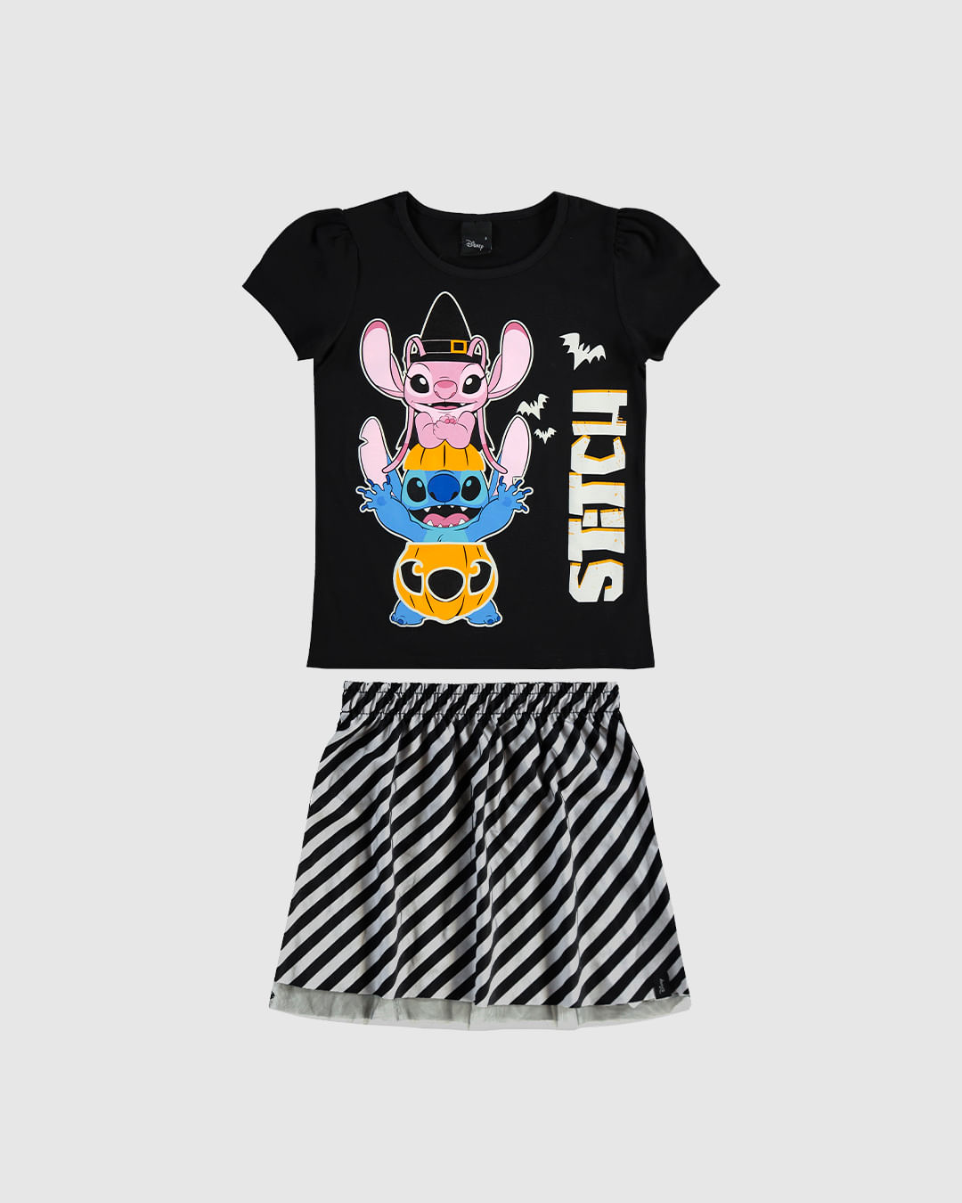 Conjunto Infantil Menina Blusa Stitch Disney E Saia Tule Malwee Kids - Imagem 4