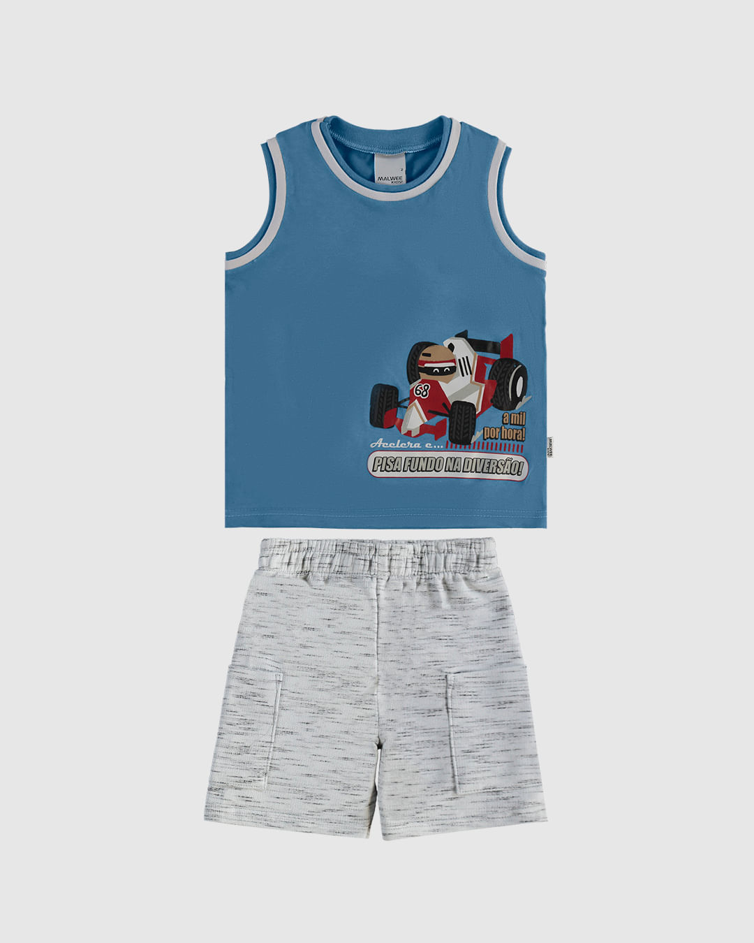 Conjunto Infantil Menino Regata Pisa Fundo Na Diversão! Em Algodão Malwee Kids - Imagem 12